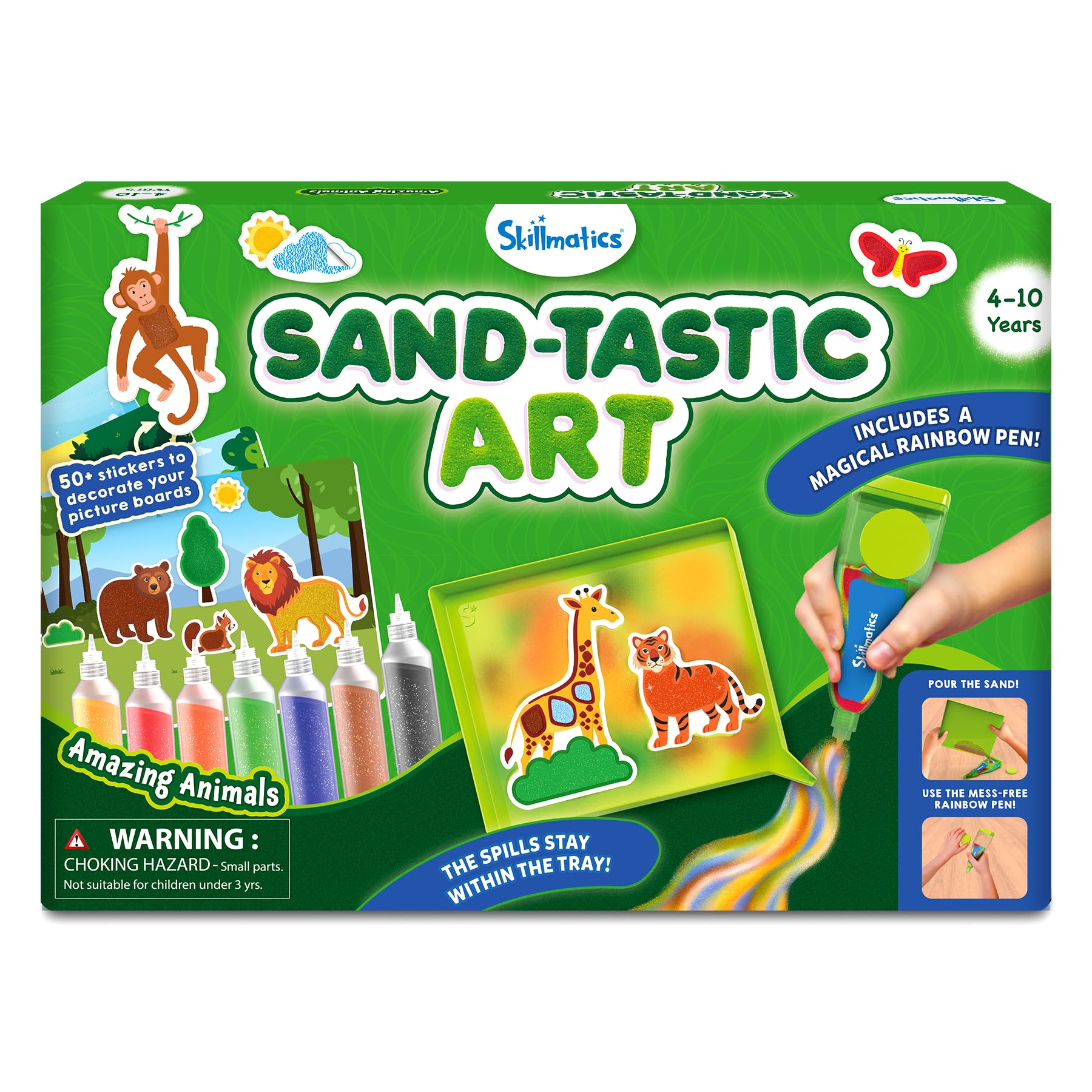 Skillmatics Sand Art Activity - Mess-Controlled DIY Animal Craft Kit with 50+ Colorful Stickers, Creative Arts & Crafts for Kids, Fun Hands-On Activity, Christmas Gifts for Ages 4, 5, 6, 7, 8, 9, 10