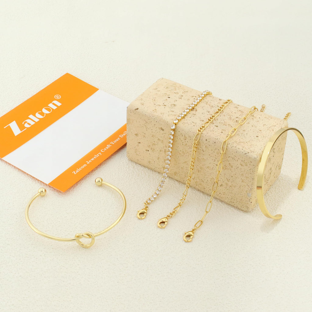 Dainty Non Tarnish Gold Bangle Cuff Tennis Bracelets for Women