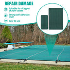 Amylove 12 Pcs Pool Safety Cover Patch Kit Swimming Pool Patch Repair Kit Self Adhesive Mesh for Inground Safety Cover, 12 x 8 Inch, 4 x 8 Inch (Green)
