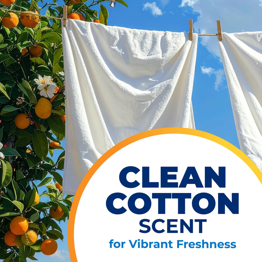 ARM & HAMMER Power Sheets Laundry Detergent Plus OxiClean Stain Fighters, Clean Cotton Scent, 52 Count, 104 Medium Loads
