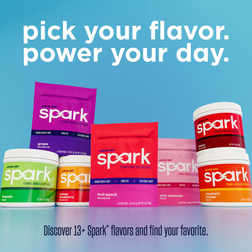 AdvoCare Spark - Energy Drink Mix - Vitamin & Amino Acid Supplement - Supports Energy & Focus - Portable Immune Support - Sugar-Free - Grape - 10.5 oz (42 Servings)