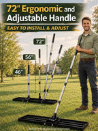 30x10 inch Lawn Leveling Rake, Yumatum 72" Heavy Duty Lawn Leveler Tool, Stainless Steel Handle Lawn Leveler for Yard Golf Pasture Garden, Professional Lawn Care Landscape Rake