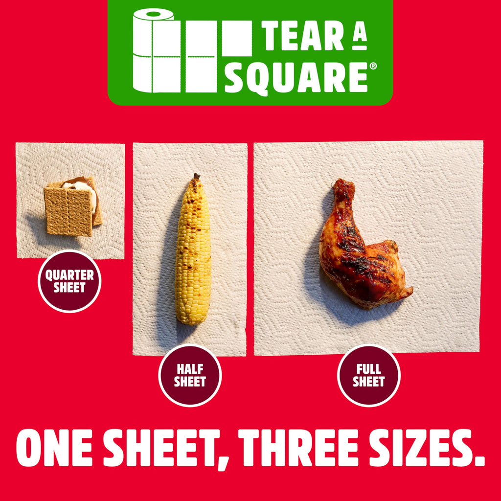 Brawny Tear-A-Square 3-Ply Paper Towels, 12 XL Family Rolls = 30 Regular