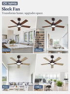 Glowivia 42 Inch Ceiling Fan with Lights and Remote, Smart APP Control, Dimmable with All-Setting Memory, Quiet DC Motor Reversible Blades, Damp Rated Modern Ceiling Fan for Bedroom Patio Living Room
