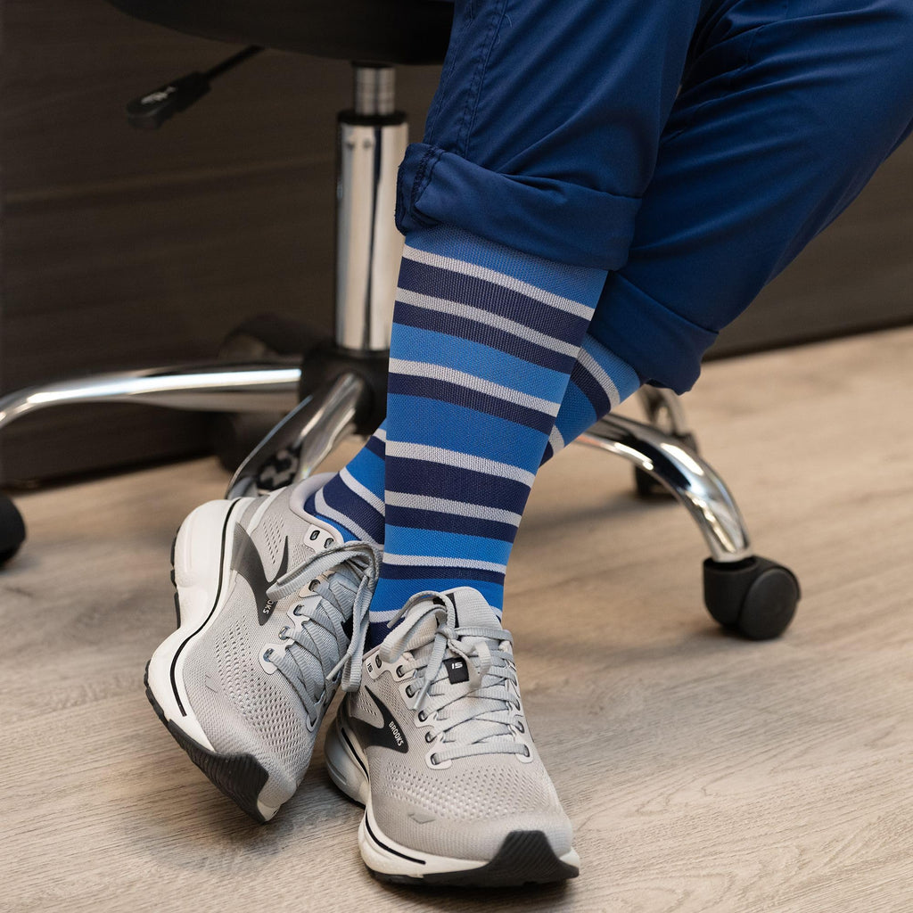 Medical Grade Compression Socks for Men & Women 15-20 mmHg by OrthoSleeve (Blue Argyle, Small)