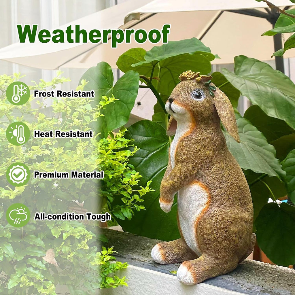 Lonyin Rabbit Garden Statue, Bunny Animal Figurines Indoor Outdoor Statues