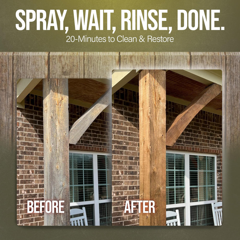 Southeast Softwash Wood Wizard | Heavy Duty Wood Floor Cleaner & Stain Remover | No-Bleach Wooden Floor Cleaner for Decks, Fences, & Docks | Odorless Concentrated Solution (1 Gallon Jug, 4 Pack)