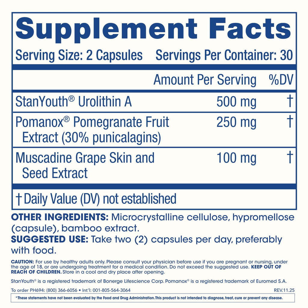 ProHealth Full Spectrum Urolithin A | 60 Capsules | Cellular Support for Healthy Aging | with Pomegranate & Red Grape Extracts | Ultra-Pure, Triple Lab-Tested | Manufactured in the USA