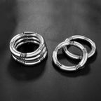 Badu 5pcs Silver Chunky Bangles Bracelets For Women Stack Layered Curved Bamboo Tube Stretch Bracelets Gift Jewelry