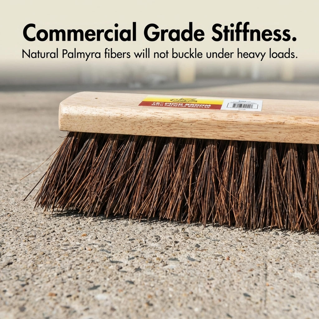 Janico Bristles Outdoor Surface Push Broom with Palmyra Bristles (18 Inch)