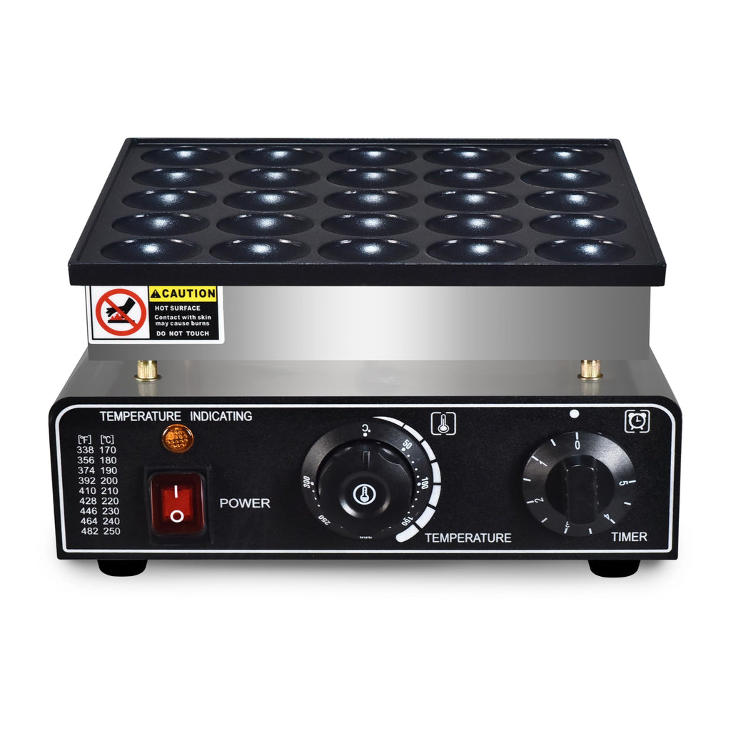 110V US Commercial 25PCS Mini Pancake Maker,950W Mini Dutch Pancake Maker,Non-stick,Dutch Poffertjes Grill,Stainless Steel,Breakfast,Snacks,Desserts.