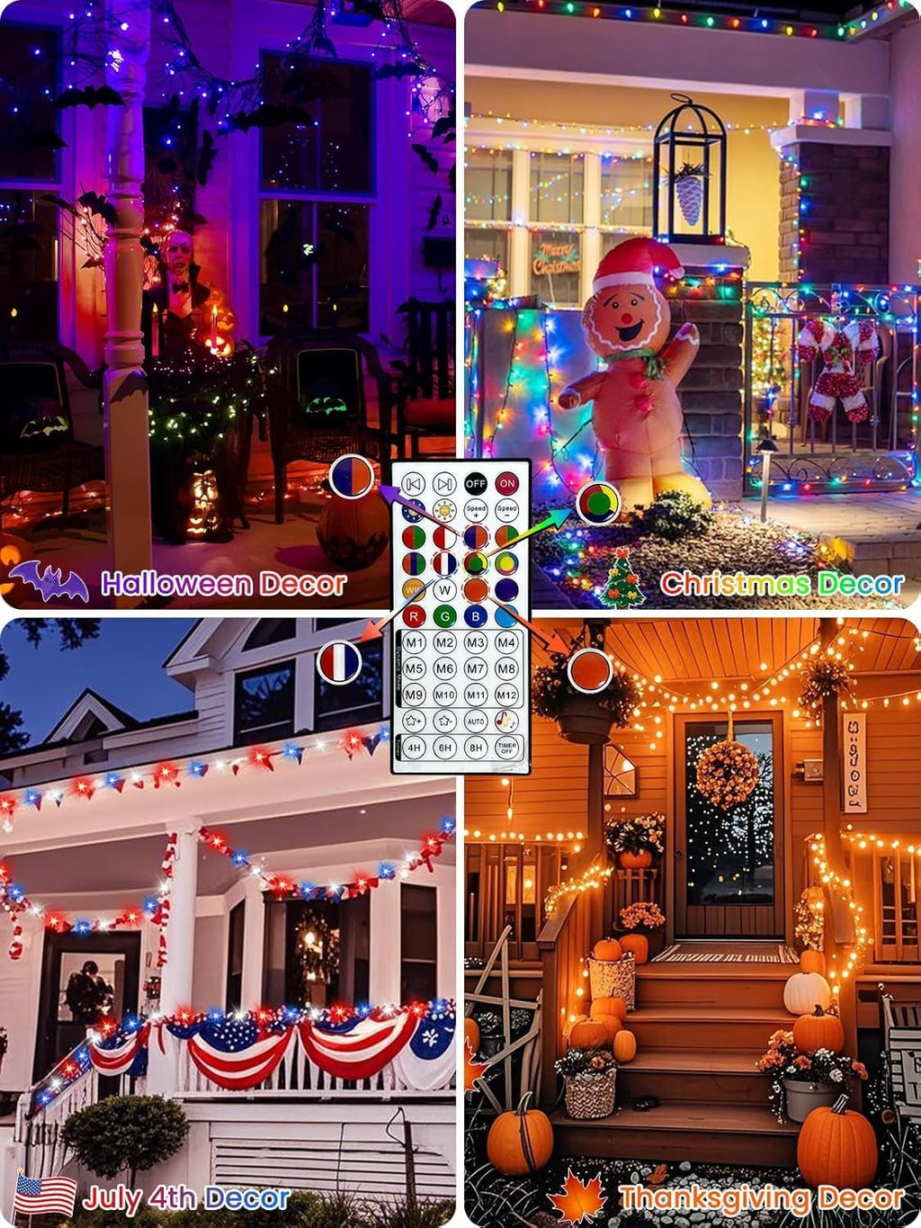 240LED Smart Color Changing String Lights 92FT Halloween Lights App Remote