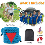 HOKINETY Tug of War Rope for Kids & Adults - 65ft Soft Cotton Outdoor Pulling Rope with Flag for Team Building Activities Field Day Family Reunions Birthday Parties Camping Games - Blue