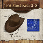 SeptCity Toddler Cowboy Hat and Blue Bandana for Age 2-5 (Brown)