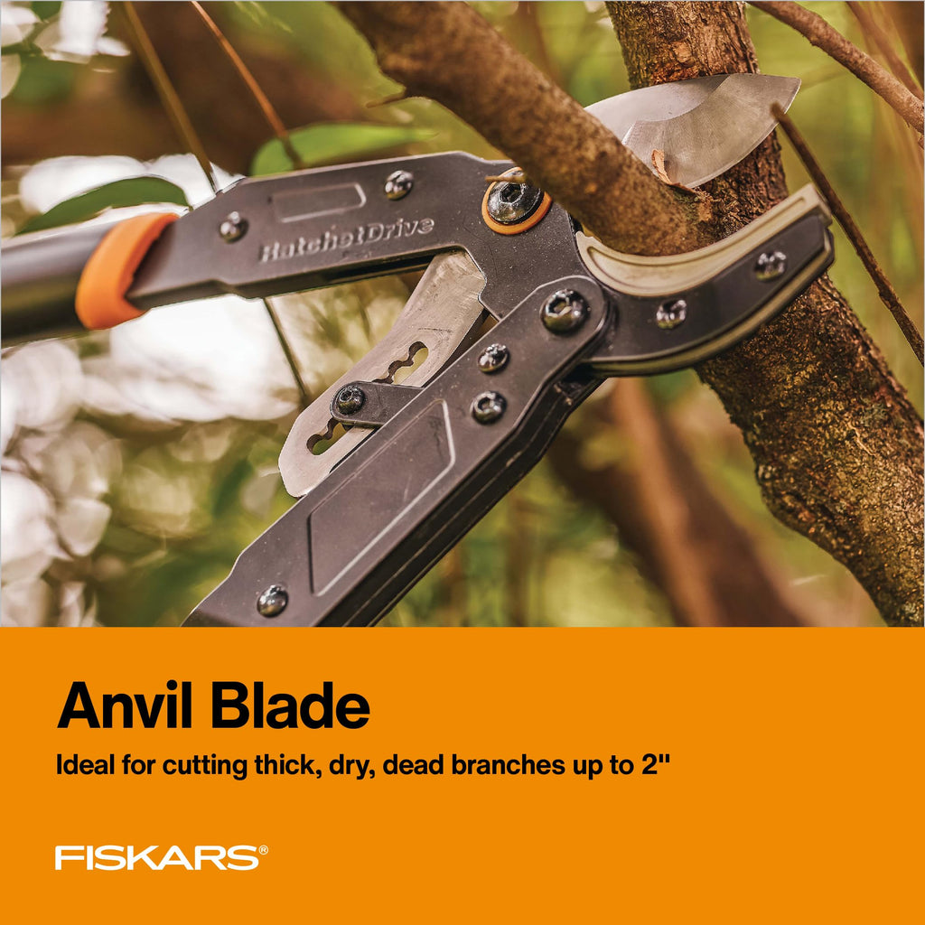Fiskars 32" Ratchet Drive Garden Anvil Loppers, 2" Cut Capacity
