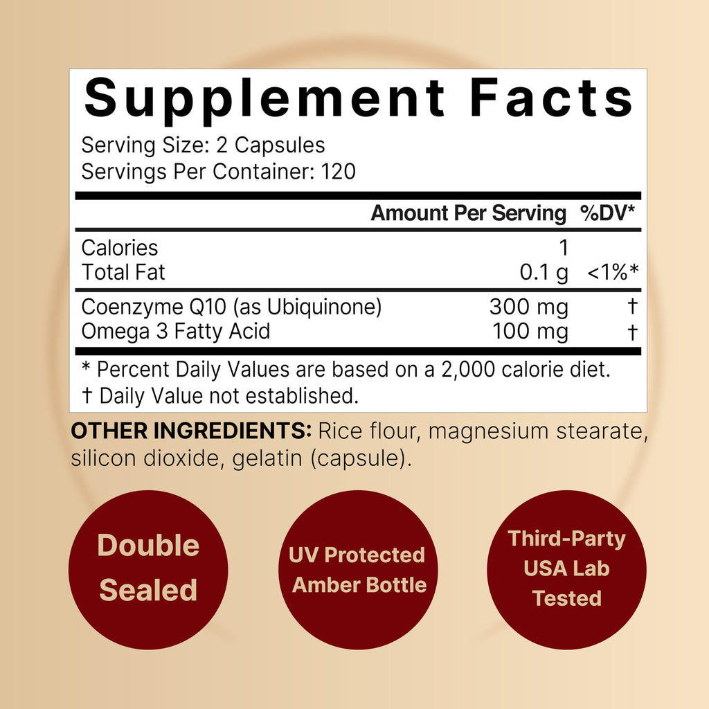 NatureBell CoQ10 300mg - 240 Capsules - High-Potency Support for Healthy Heart - Daily Energy & Vitality Aid with Antioxidant Support - Easily Absorbed Ubiquinone & Omega-3*