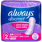 Always Discreet Incontinence Panty Liners for Women with Bladder Leaks, Size 2, Very Light Absorbency, Long Length, 111 CT x 2 Packs (222 Total Count) (Packaging May Vary)