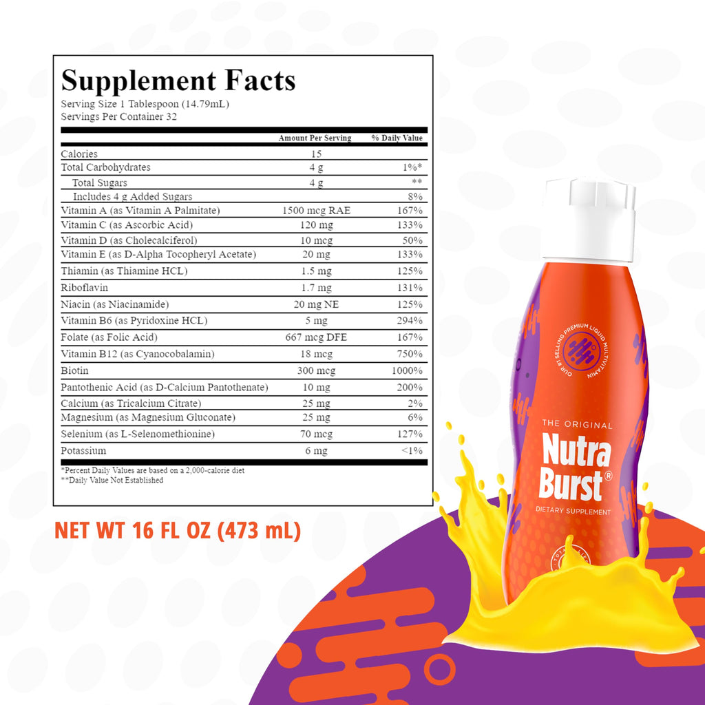 Total Life Changes NutraBurst - Liquid Multivitamin, Daily Nutritional Support, Packed with Essential Vitamins and Minerals, 16 fl. oz