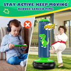 QPAU Punching Bag for Kids 3-6, Inflatable Dinosaur Toy, 48 in, Green