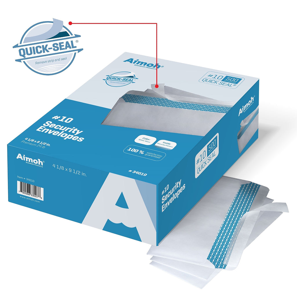 Aimoh#10 Business Envelopes Letter Size Windowless Self Seal Security 500ct