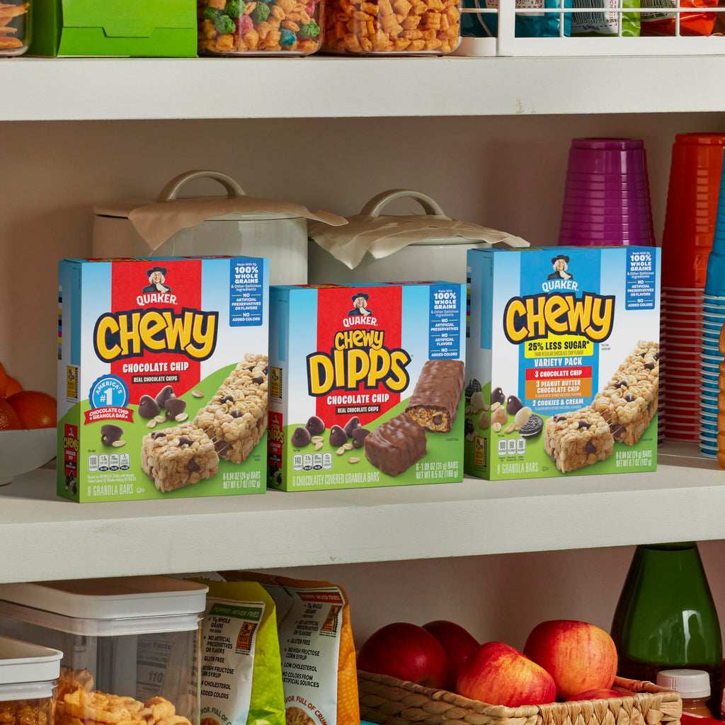 Quaker Chewy Granola Bars, Chewy & Dipps Variety Pack, (58 Bars), Whole Grains, No Artificial Flavors, No Added Colors