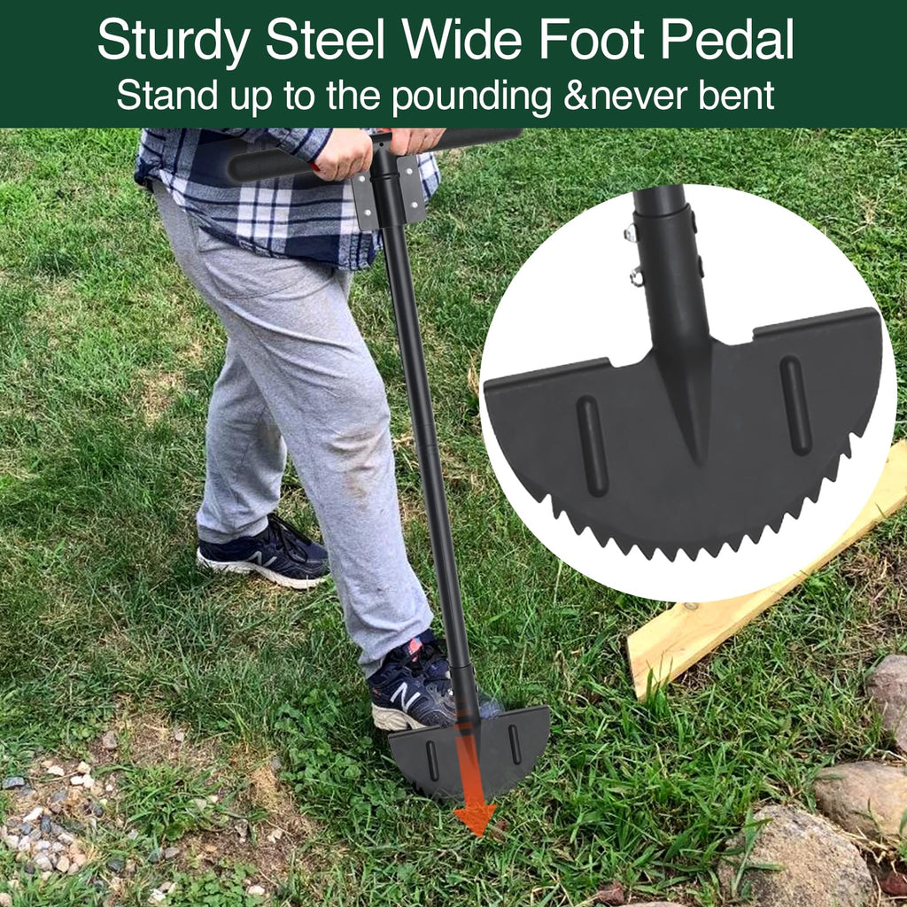 Oliynedy Lawn Edger Tool, Manual Grass Edger Long Handle 36 inch, Steel Hand Saw-Tooth Border Half Moon Edger Shovel for Yard, Garden, Landscaping, Sidewalk, Cable Burying