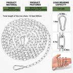 10 Feet SUS304 Stainless Steel Chain with 2PCS Detachable Chain Link, Hanging Chain Link Light Duty Chain, Heavy Duty Hanging Chain for Home Outdoor Camping, Thickness 0.08 inches