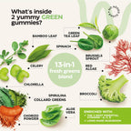 Super Greens + Super Fruits Gummies (Fruits/Greens Powder in Gummies Form) - 600mg Greens Blend + 600mg Fruits Blend for Immune Support, Sugar Free, Vegetarian, Non-GMO, 2-Pack (120 Gummies)