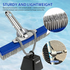 10-Inch Pool Brush Head - Combo Nylon & Stainless Steel Wire Bristles, Heavy Duty Metal Pool Brush for Extra Scrubbing Power, for Cleaning Inground Pool Tiles, Concrete, Walls, Floor, Steps, Corners