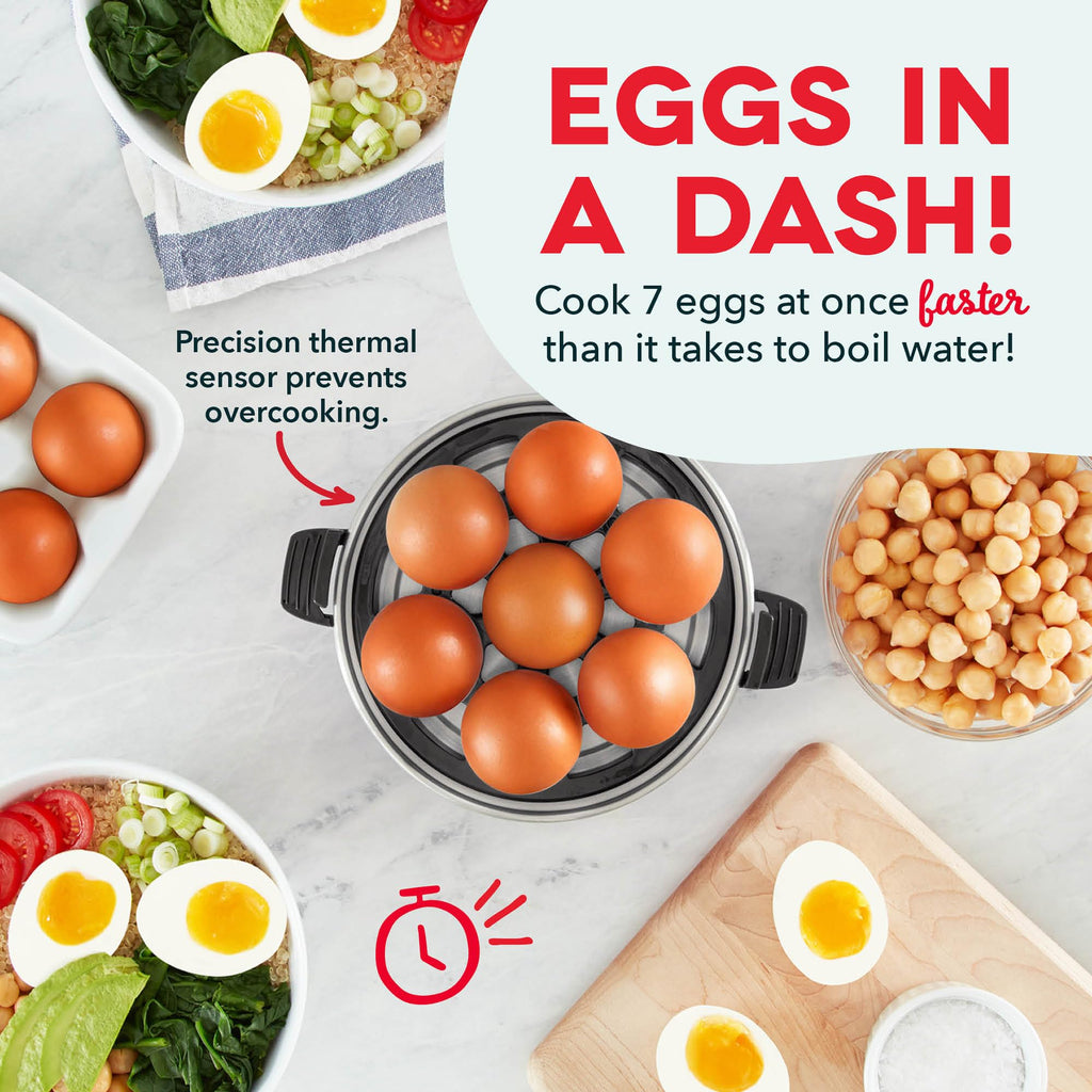 Dash Rapid Egg Cooker, 7 Eggs, Hard Boiled, Poached & Omelettes, Black