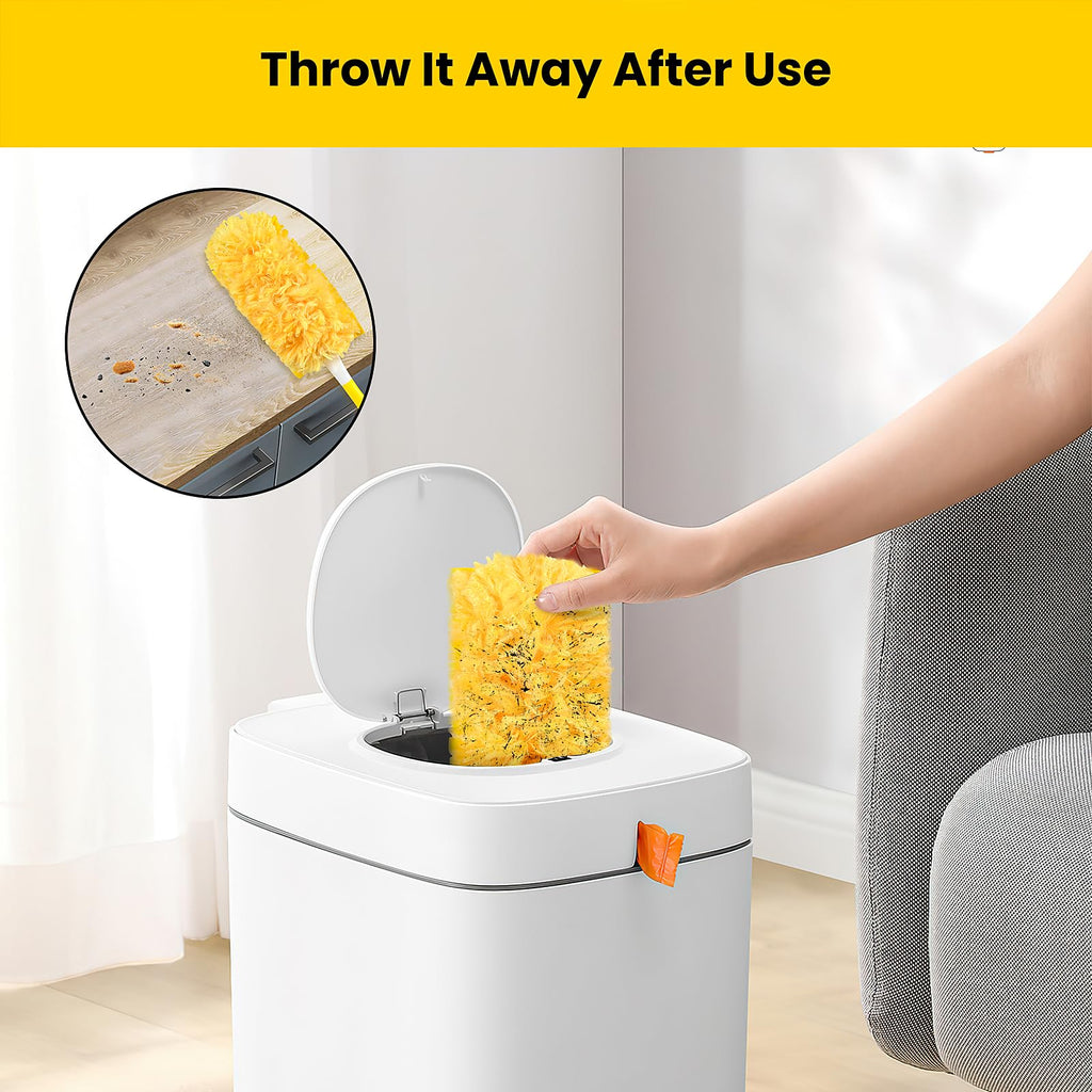 Heavy Duty Duster Refills for swiffer Duster, Disposable Dusters Kit for Cleaning Dusting Furniture Blind Ceiling Fan, Electrostatic Lock-Dust Technology 360 Feather Duster，60 Duster and 1 Handle