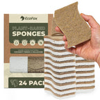 Plant-Based Kitchen Sponges (24 Pack) | FSC-Certified & PETA Approved | Natural Cellulose & Coconut Blend Scrubber Dish Sponges for Kitchen | S-Shaped Design | Eco-Friendly, Non-Scratch & Non-Toxic