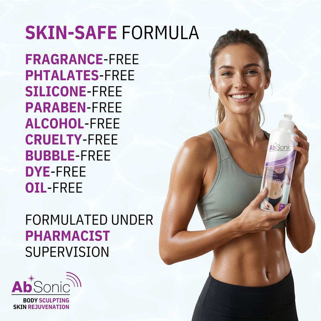Absonic Conductive Gel for Ultrasound, Cavitation, Microcurrent, RF, TENS & EMS Devices – 2-Pack (17 oz Total) – Water-Based, Paraben-Free – Designed in France