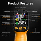 Surpeer 50:1 Infrared Thermometer IR Laser Gun, -58°F to 1796°F, Digital Temperature Gun/K-Type Probe -4°F to 932°F & Humidity Sensor for Cooking, Pizza Oven BBQ HVAC Home-Industrial Use