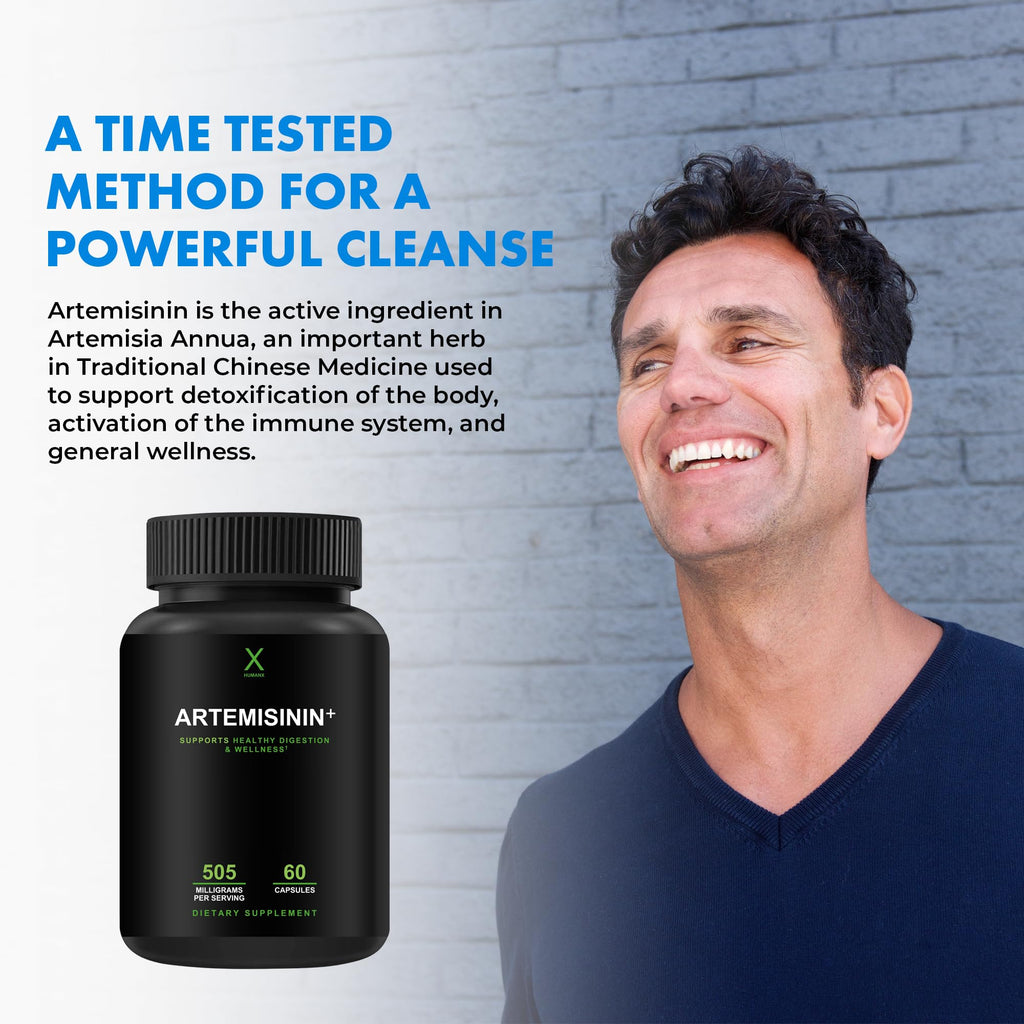 HUMANX Artemisinin 505mg with Bioperine for Greater Absorption - Supports Healthy Aging, Digestion, and Immunity - USA Third Party Tested - Vegan, Non-GMO - Artemisia Annua - Sweet Wormwood Extract