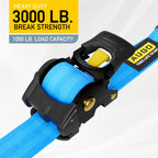 AUGO Retractable Ratchet Straps | 2 Heavy Duty Ratchet Straps Self Retractable Tie Downs with Soft Loops & Storage Bag for Motorcycle, Truck, Trailer, Cargo Van | 3000 Lb Break Strength 2” x 10’