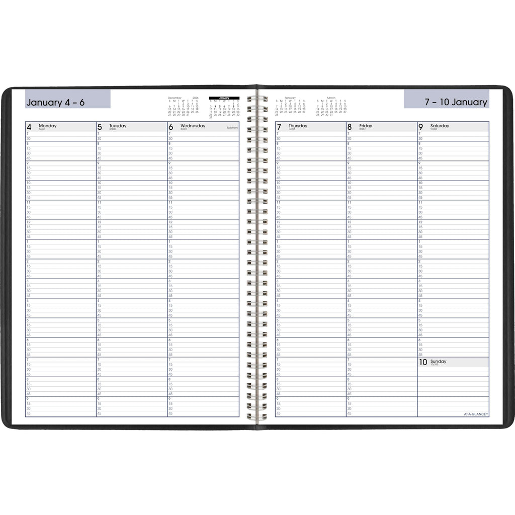 AT-A-GLANCE 2027 Appointment Book Planner, Weekly, 8" x 11", Quarter-Hourly, DayMinder, Black (G5200027)