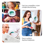 Brightech LightView Pro XL Magnifying Desk Lamp with Clamp, Adjustable Magnifying Glass with LED Light for Crafts, Reading, Close Work, Dimmable Light Magnifier with Wide Glass Lens