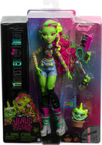 Monster High Venus McFlytrap Doll with Plant Monster Pet Cat Chewlian and Accessories Like Backpack, Notebook, Snacks and More