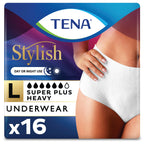 TENA Incontinence Underwear for Women, Super Plus Absorbency, Large, 16 Count