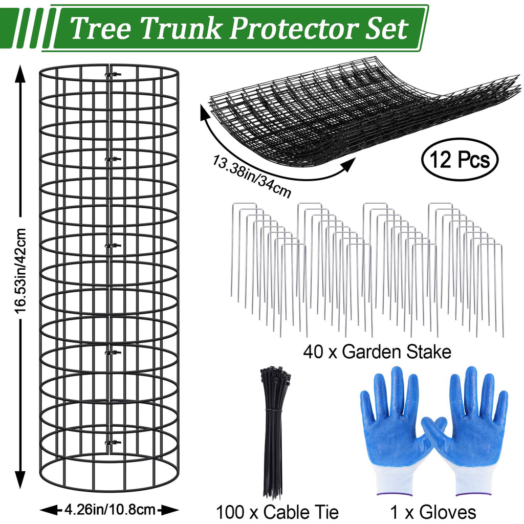 12 Pack Tree Protectors from Deer, 16.5 ''H Pre-Curved Tree Trunk Protector