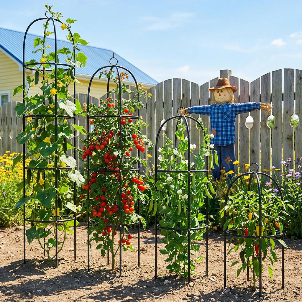 CL FUN Metal Trellis for Climbing Plants Outdoor, 2026 Upgrade 100% Metal with Powder Coating, Rose, Flowers, Grape, Pea, Cucumber Tomato Cage - 6.3 FT Freestanding Plant Support