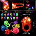 OLUPP 48 Pcs Light Up Rings, Glow In The Dark Party Supplies, 6 Style Flashing Glow In The Dark Rings for Adults & Kids, LED Ring for Birthday Party Favors, Concert, Raves, Halloween, Christmas