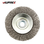 AUPREX 5 Pack 4 Inch Coarse Crimped Wire Wheel Brush for Angle Grinder with 5/8 Inch-11 Threaded Arbor - 0.014 Inch Carbon Steel Wire -Light Duty Conditioning for Metals