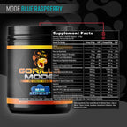 Gorilla Mode Pre Workout - Massive Pumps Laser Focus Energy Power - L-Citrulline, Creatine, L-Tyrosine, Betaine, Hydroprime, Alpha-GPC, 400mg Caffeine, Huperzine A - 792g (Blue Raspberry)