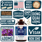 PMS Support Supplement for Women with Chasteberry, Maca Root, Ashwagandha - Period Relief, Bloating Relief for Women, Mood Support, Hormone Balance Herbal Supplements - 30 Day, 60 Vegan Capsules