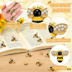 Unittype 25 Pcs Rhinestone Bee Brooches Gold Insect Themed Animal Fashion Brooches with Safety Buttons Cute Animal Lapel Pins for Clothing, Bags, Hats Gifts