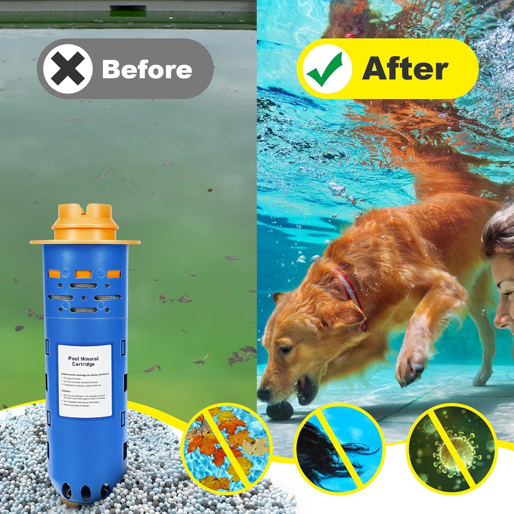 Replacement W28000 W28001 W28002 for Nature2 Duoclear 25 35 Pool Mineral Cartridge for Zodiac DuoClear Fusion, Fusion Soft, Vision Pro System Inground, Blue