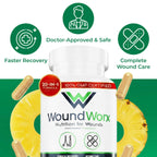 Free Life Labs WoundWorx Nutrition-Scar and Surgery Support, Wound Care, General and Plastic Surgery, Healing Support, Amino Acids, Collagen, Probiotics, Turmeric, Bromelain-90 caps
