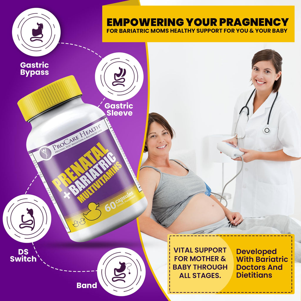 ProCare Health Prenatal Bariatric Multivitamin with Iron (60 Easy to Swallow Capsules) – for Women, Bariatric Vitamins for Gastric Bypass & Gastric Sleeve (1 Month Supply)